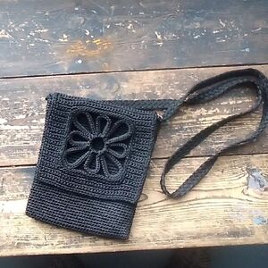 Black Crochet Shoulder Bag